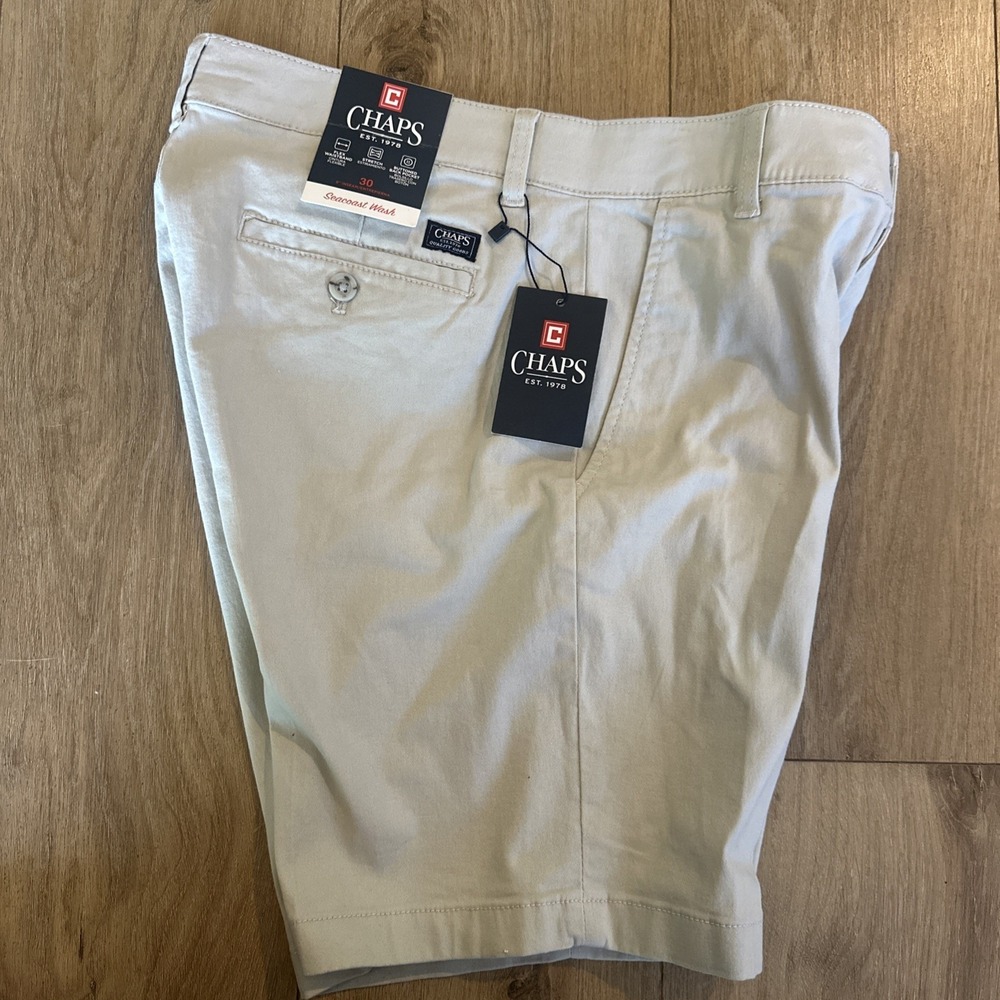Chaps Men's Seacoast Wash Chino‎ Shorts Stone Stretch Preppy 30x9" NEW
